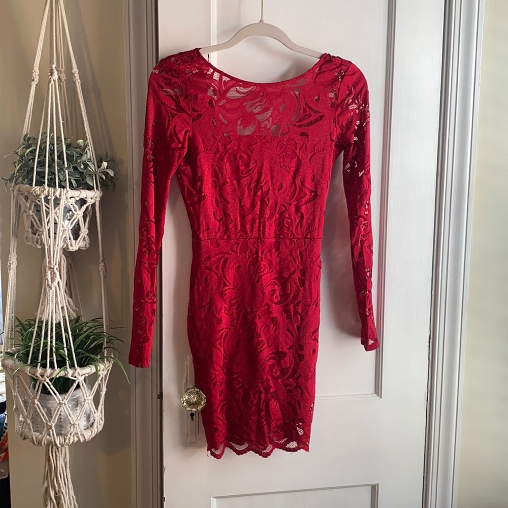 Forever 21 Red Lace Open back Dress